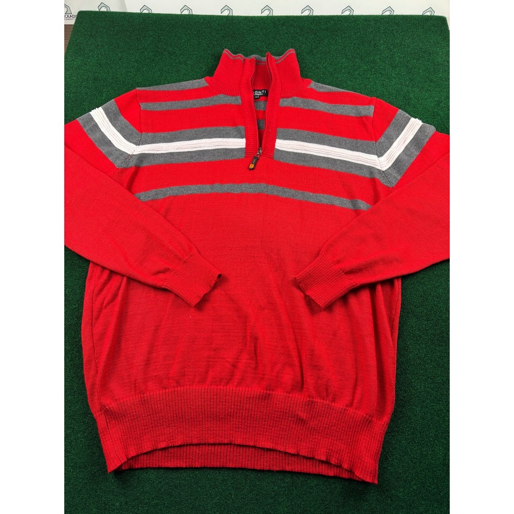 PRONTI Collection By Phita Mens Red Striped Quarter Zip Pullover Sweater XXLT